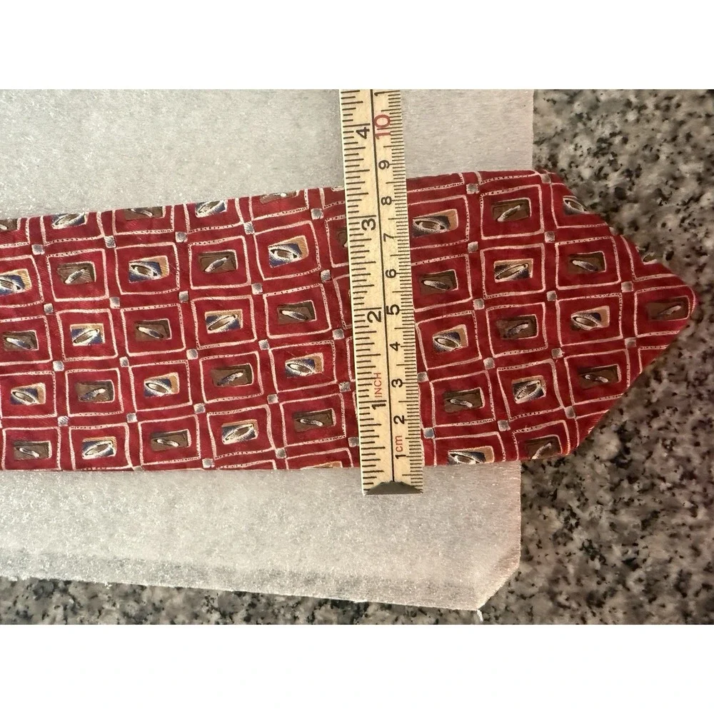 Robert Talbott Hand Sewn And Printed Silk‎ USA Space Pattern Geometric Red Tie
